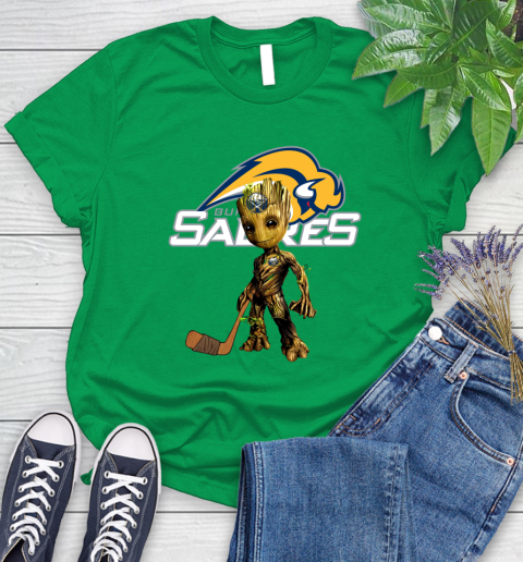 Buffalo Sabres NHL Hockey Groot Marvel Guardians Of The Galaxy Women's T-Shirt 6