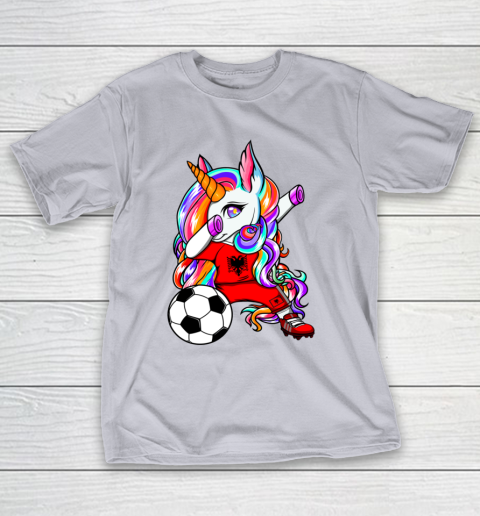 Dabbing Unicorn Albania Soccer Fans Jersey Albanian Football T-Shirt 18