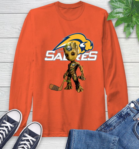 Buffalo Sabres NHL Hockey Groot Marvel Guardians Of The Galaxy Long Sleeve T-Shirt 5