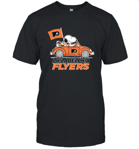 Snoopy And Woodstock Ride The Philadelphia Flyers Car NHL Unisex Jersey Tee