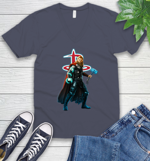 NBA Thor Avengers Endgame Basketball Houston Rockets V-Neck T-Shirt 8
