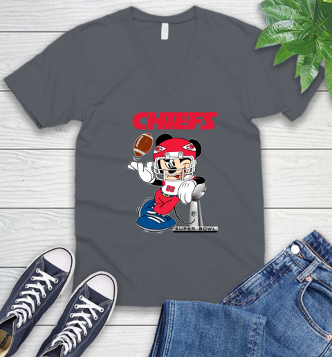 NFL Kansas city chiefs Mickey Mouse Disney Super Bowl Football T Shirt V-Neck T-Shirt 5