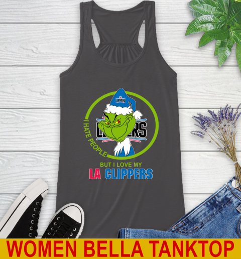 LA Clippers NBA Christmas Grinch I Hate People But I Love My Favorite Basketball Team Racerback Tank 12