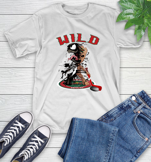 NHL Minnesota Wild Hockey Venom Groot Guardians Of The Galaxy T-Shirt