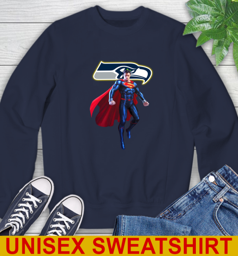 NFL Superman DC Sports Football Seattle Seahawks Sweatshirt Tee