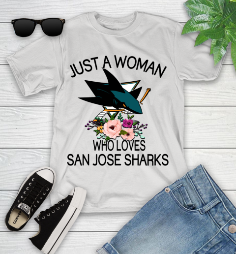 NHL Just A Woman Who Loves San Jose Sharks Hockey Sports Youth T-Shirt