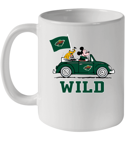 NHL Hockey Minnesota Wild Pluto Mickey Driving Disney Shirt Ceramic Mug 11oz
