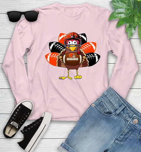 Cleveland Browns Turkey Thanksgiving Day Youth Long Sleeve - Image 11
