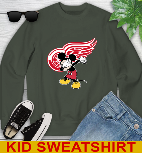 Detroit Red Wings NHL Hockey Dabbing Mickey Disney Sports Youth Sweatshirt 9