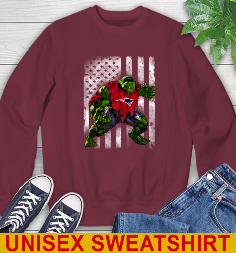 New England Patriots Hulk Marvel Avengers NFL Football American Flag Sweatshirt 6