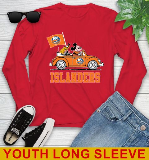 NHL Hockey New York Islanders Pluto Mickey Driving Disney Shirt Youth Long Sleeve 11