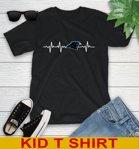 Carolina Panthers NFL Football Heart Beat Shirt Youth T-Shirt