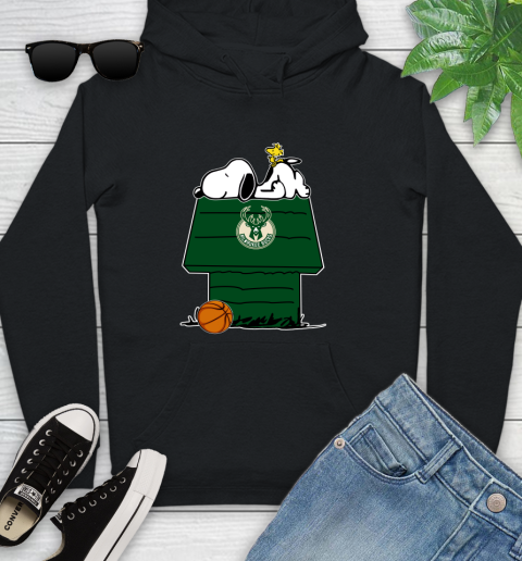 Milwaukee Bucks NBA Basketball Snoopy Woodstock The Peanuts Movie Youth Hoodie 2