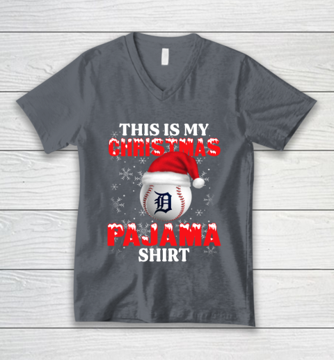 Detroit Tigers This Is My Christmas Pajama Shirt MLB V-Neck T-Shirt 4