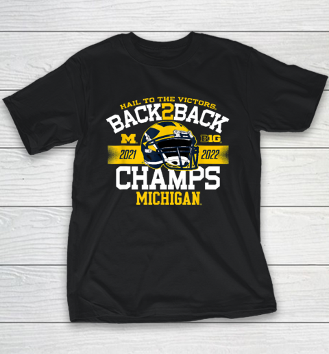 Michigan Wolverines Big Ten Champs 2022 Hail Navy Youth T-Shirt