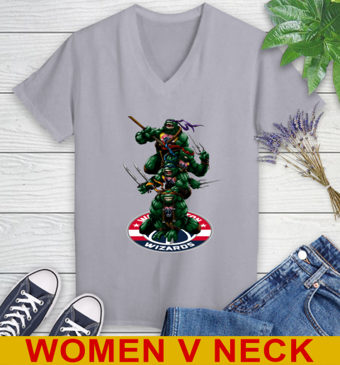 NBA Basketball Washington Wizards Teenage Mutant Ninja Turtles Shirt Women's V-Neck T-Shirt 5