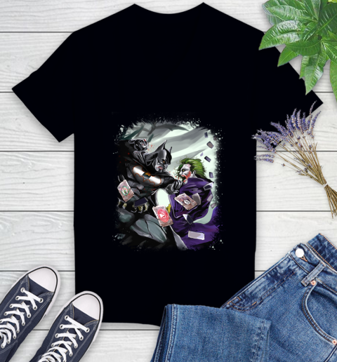 Phoenix Suns MLB Basketball Batman Fighting Joker DC Comics Women's V-Neck T-Shirt 2