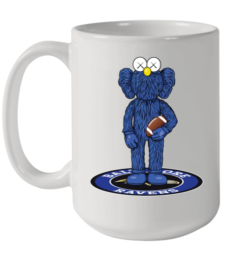 NFL Football Baltimore Ravens Kaws Bff Blue Figure Shirt Ceramic Mug 15oz