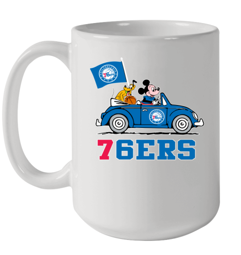 NBA Basketball Philadelphia 76ers Pluto Mickey Driving Disney Shirt Ceramic Mug 15oz