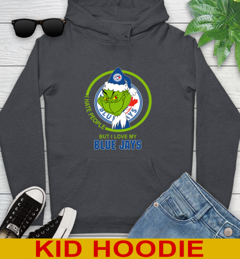 Toronto Blue Jays MLB Christmas Grinch I Hate People But I Love My Favorite Baseball Team Youth Hoodie 9