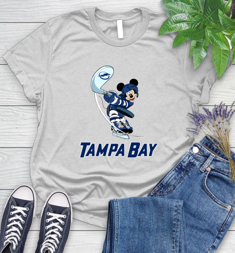NHL Hockey Tampa Bay Lightning Cheerful Mickey Mouse Shirt Women's T-Shirt 3 NHL Hockey Tampa Bay Lightning Cheerful Mickey Mouse Shirt Women's T-Shirt - Image 3
