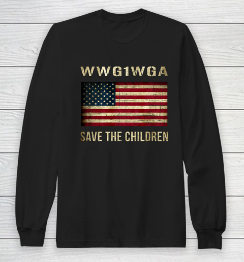Save Children WWG1WGA American Flag Awareness 2020 Vintage Long Sleeve T-Shirt