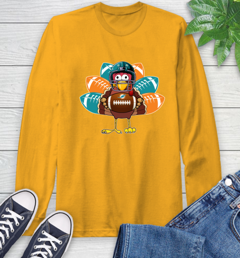 Miami Dolphins Turkey Thanksgiving Day Long Sleeve T-Shirt 3