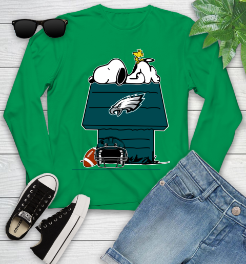 Philadelphia Eagles NFL Football Snoopy Woodstock The Peanuts Movie Youth Long Sleeve 6