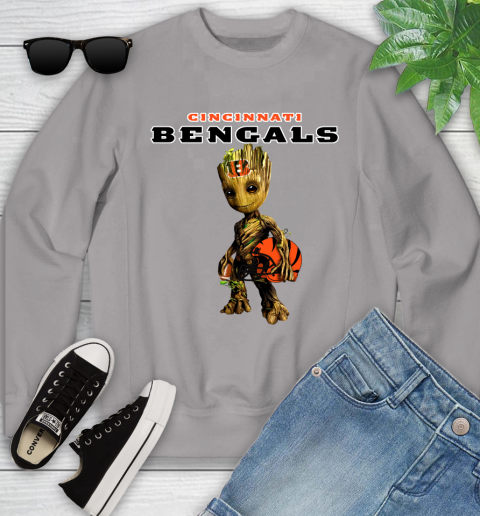 Cincinnati Bengals NFL Football Groot Marvel Guardians Of The Galaxy Youth Sweatshirt 4