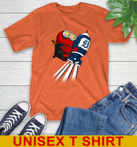 MLB Baseball Detroit Tigers Deadpool Minion Marvel Shirt T-Shirt 4