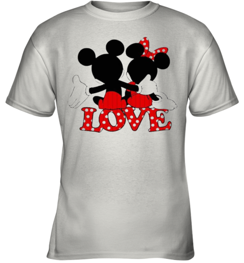 Disney Valentines Mickey Minnie Love Hug Youth T-Shirt