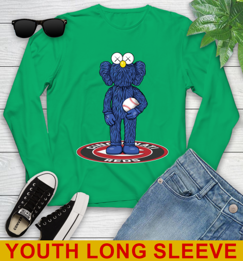 MLB Baseball Cincinnati Reds Kaws Bff Blue Figure Shirt Youth Long Sleeve 7
