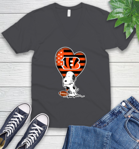 Cincinnati Bengals NFL Football The Peanuts Movie Adorable Snoopy V-Neck T-Shirt 5
