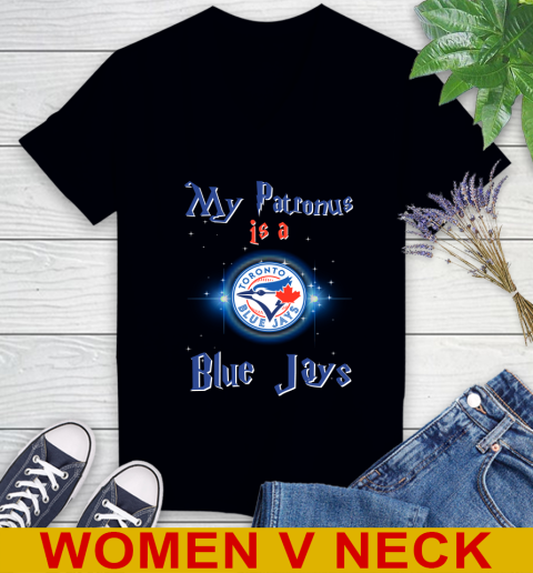 MLB Baseball Harry Potter My Patronus Is A Toronto Blue Jays Women's V-Neck T-Shirt
