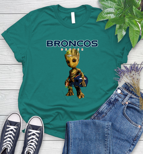 Denver Broncos NFL Football Groot Marvel Guardians Of The Galaxy Women's T-Shirt 12