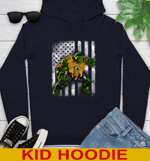 Jacksonville Jaguars Hulk Marvel Avengers NFL Football American Flag Youth Hoodie 3