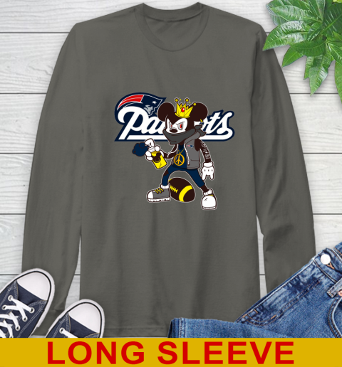 New England Patriots NFL Football Mickey Peace Sign Sports Long Sleeve T-Shirt 8