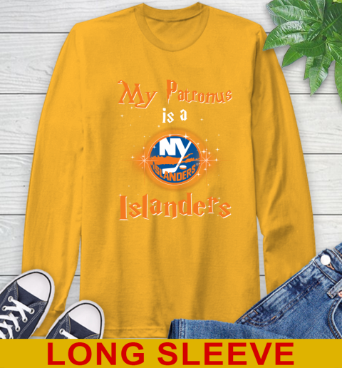 NHL Hockey Harry Potter My Patronus Is A New York Islanders Long Sleeve T-Shirt 3 NHL Hockey Harry Potter My Patronus Is A New York Islanders Long Sleeve T-Shirt - Image 3