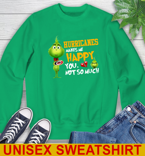 NHL Carolina Hurricanes Makes Me Happy You Not So Much Grinch Hockey Sports Sweatshirt 8