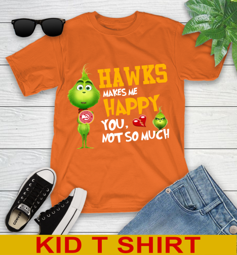 NBA Atlanta Hawks Makes Me Happy You Not So Much Grinch Basketball Sports Youth T-Shirt 8