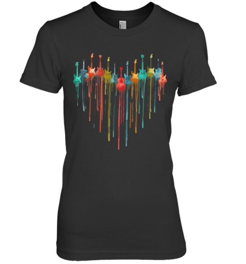 Guitar Watercolor Heart Premium Women's T-Shirt