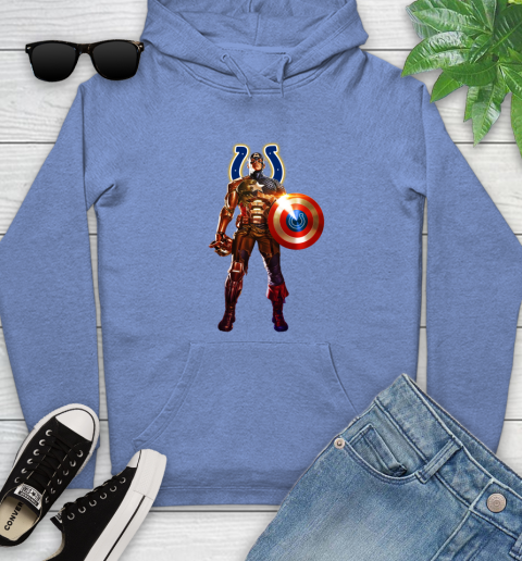 NFL Captain America Marvel Avengers Endgame Football Sports Indianapolis Colts Youth Hoodie 12