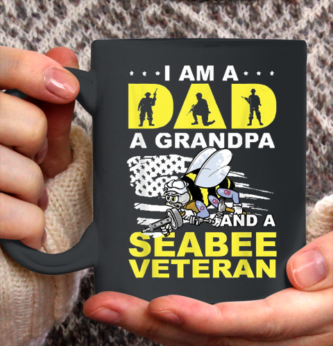 Grandpa Funny Gift Apparel  I'm A Dad A Grandpa And Navy Seabee Veteran Ceramic Mug 11oz