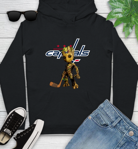 Washington Capitals NHL Hockey Groot Marvel Guardians Of The Galaxy Youth Hoodie 2