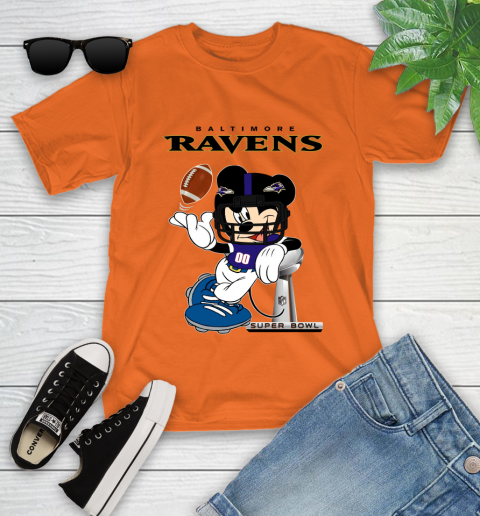 NFL Baltimore Ravens Mickey Mouse Disney Super Bowl Football T Shirt Youth T-Shirt 7