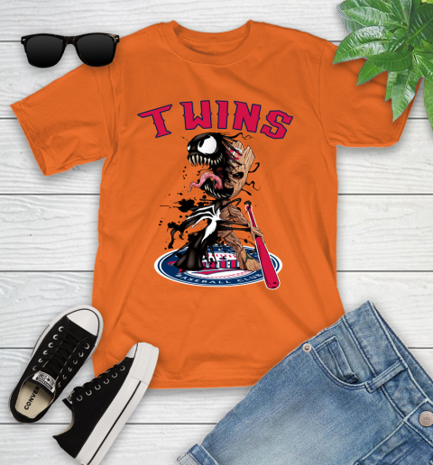 MLB Minnesota Twins Baseball Venom Groot Guardians Of The Galaxy Youth T-Shirt 7