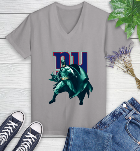 NFL Batman Football Sports New York Giants Women's V-Neck T-Shirt 4