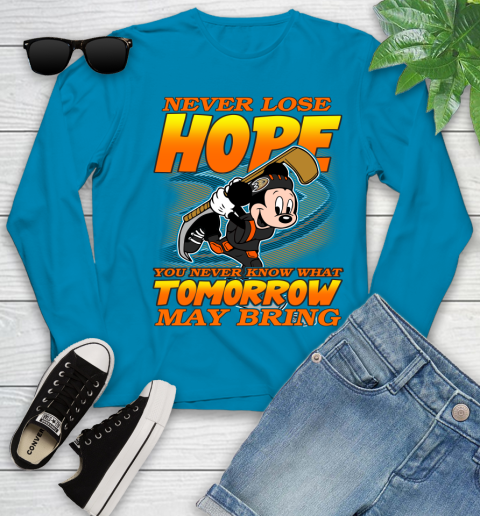 Anaheim Ducks NHL Hockey ootball Mickey Disney Never Lose Hope Youth Long Sleeve 8