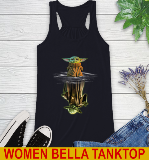 Mandalorian Baby Yoda star wars water reflection Racerback Tank 8