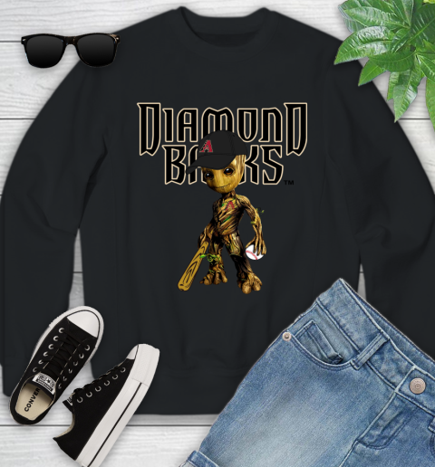 MLB Arizona Diamondbacks Groot Guardians Of The Galaxy Baseball Youth Sweatshirt 2